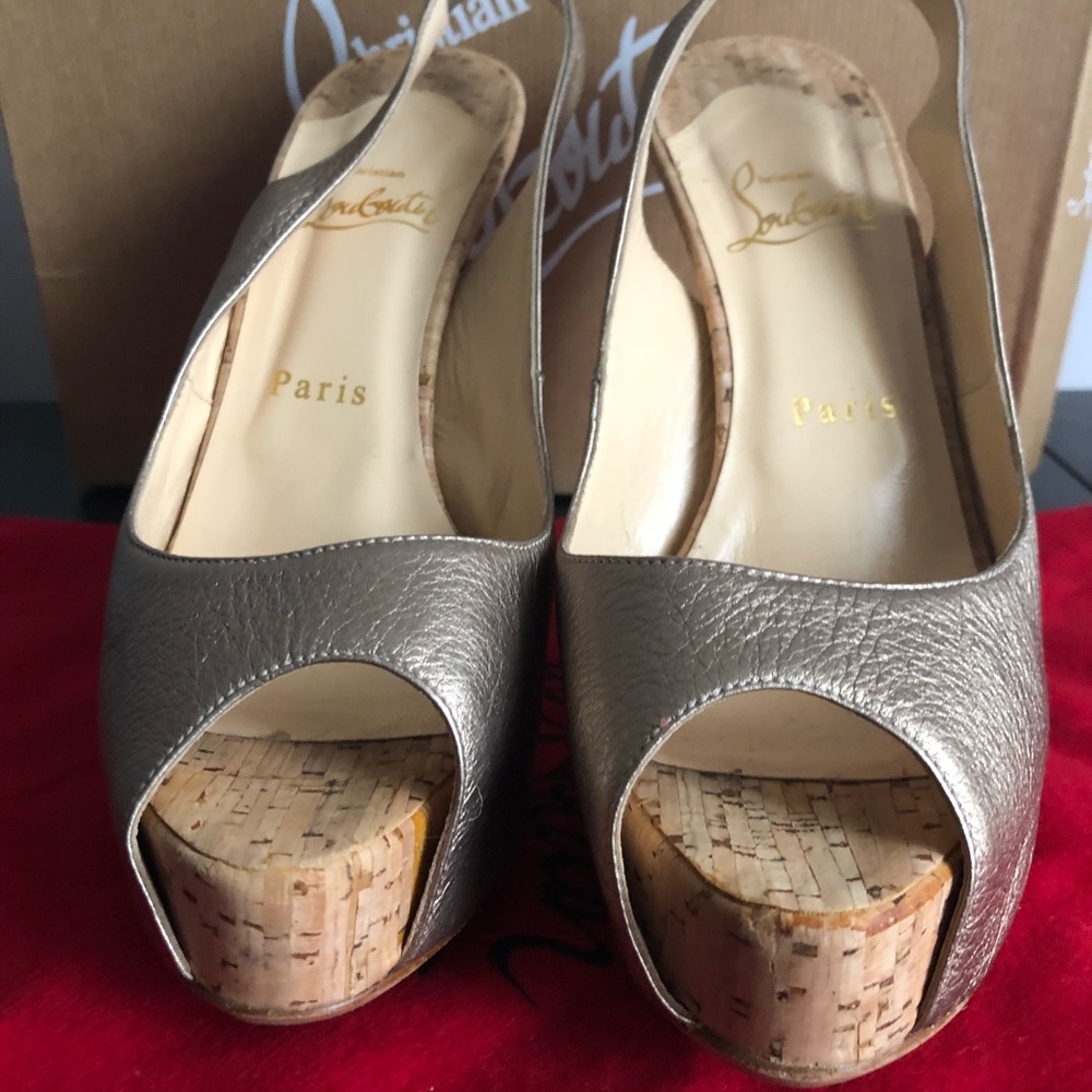 Authentic Christian Louboutin Slingback Heels Pumps Sz 7.5 - Picture 6 of 10